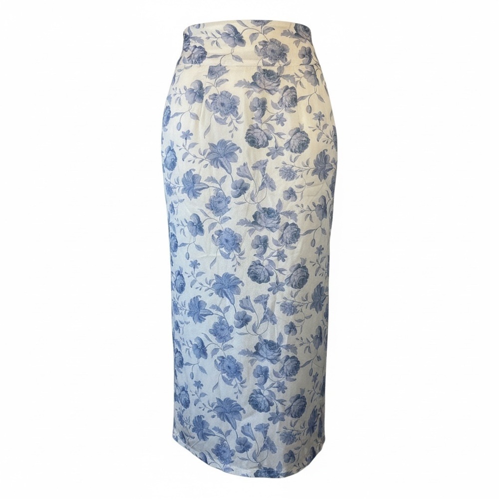Mother Of Pearl Annabelle Wrap-Effect Floral-Print Hammered Satin Midi Skirt - Picture 2 of 13